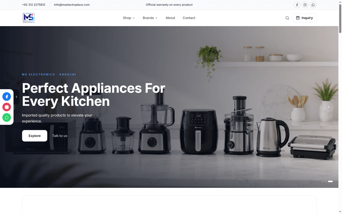 MS Electronics website homepage